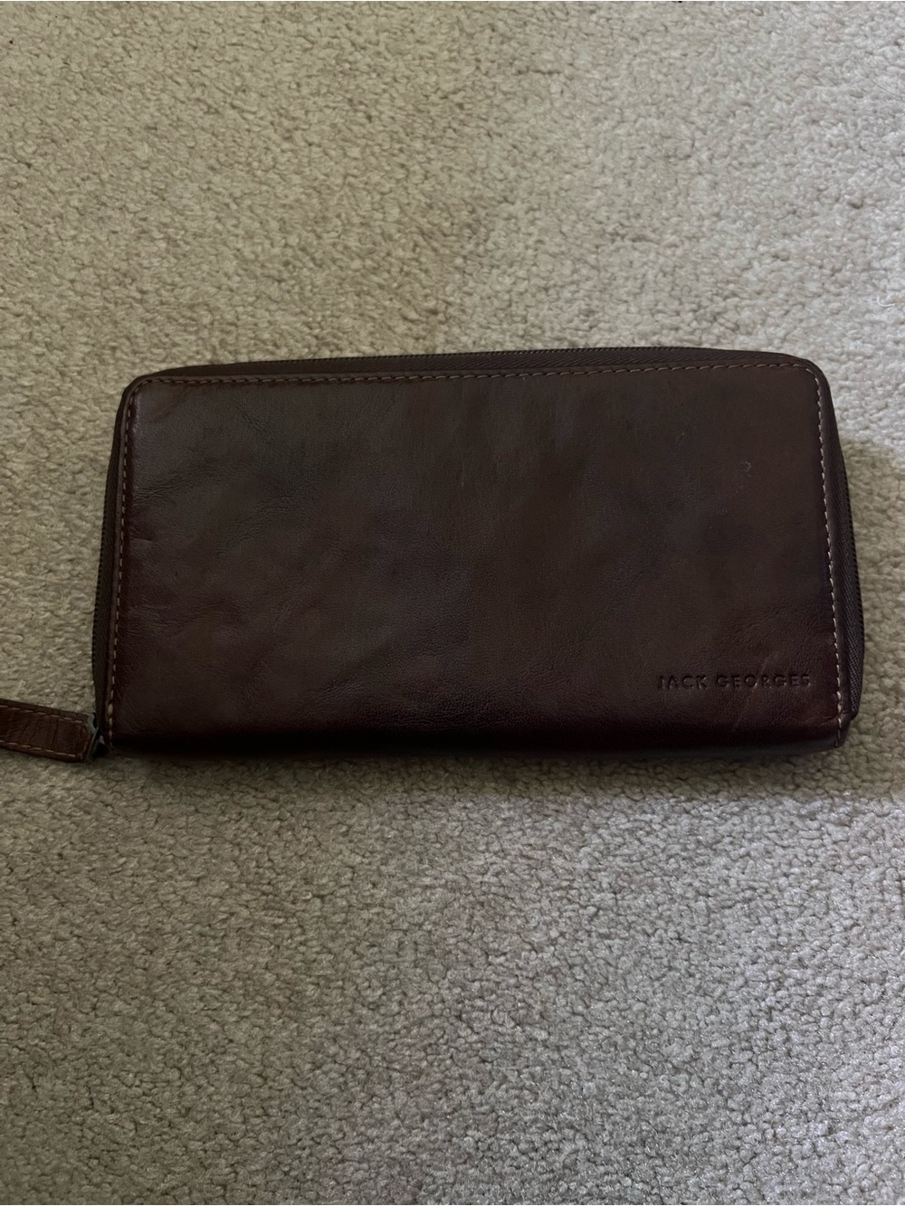 Jack Georges Dark Brown Zip-Around Leather Wallet